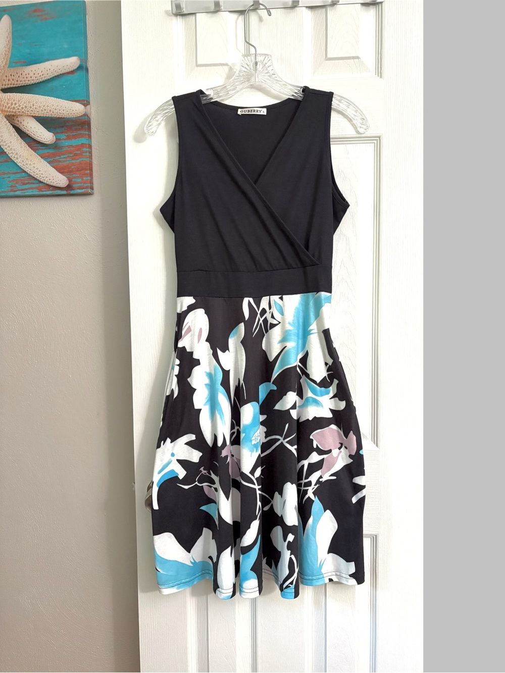 Sleeveless Crossover Fit & Flare Midi Dress with Pockets